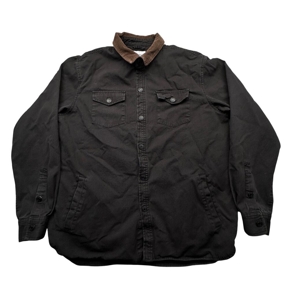 Katin Flannel Lined Canvas Work Snap Button Shirt Long Sleeve Mens Large Black